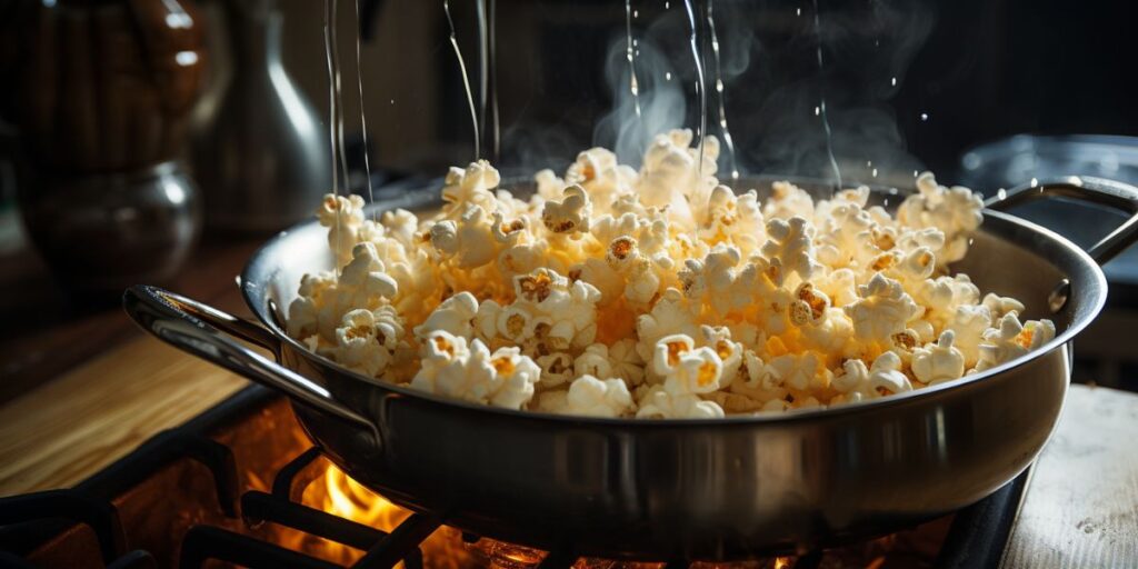 boiling popcorn on the stove