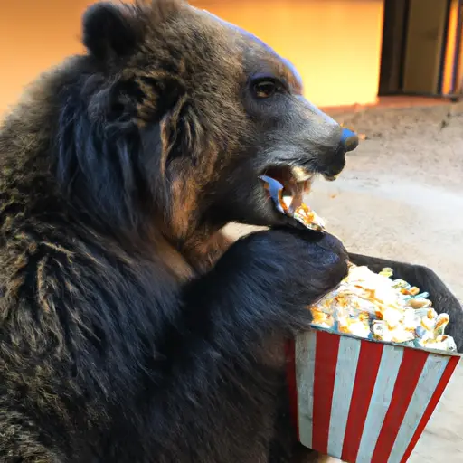 bear eating popcorn