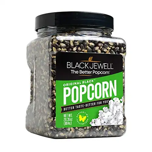 Black Jewell Gourmet Popcorn Kernels, Original Black - Better Tasting, No Sodium Hulless Black Heirloom Microwave Popcorn Kernels (Pack of 1, 28.35 oz)