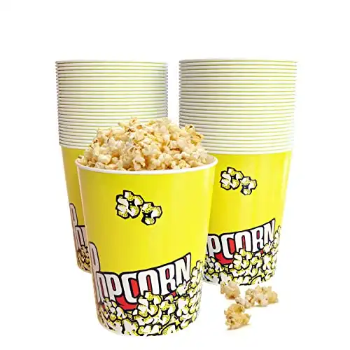 32 Oz Popcorn Buckets 50 Pack Retro Style Disposable Popcorn Box Grease Resistant Small Popcorn Holer for Home Movie Night Birthday Christmas Concession Stands Popcorn Bars
